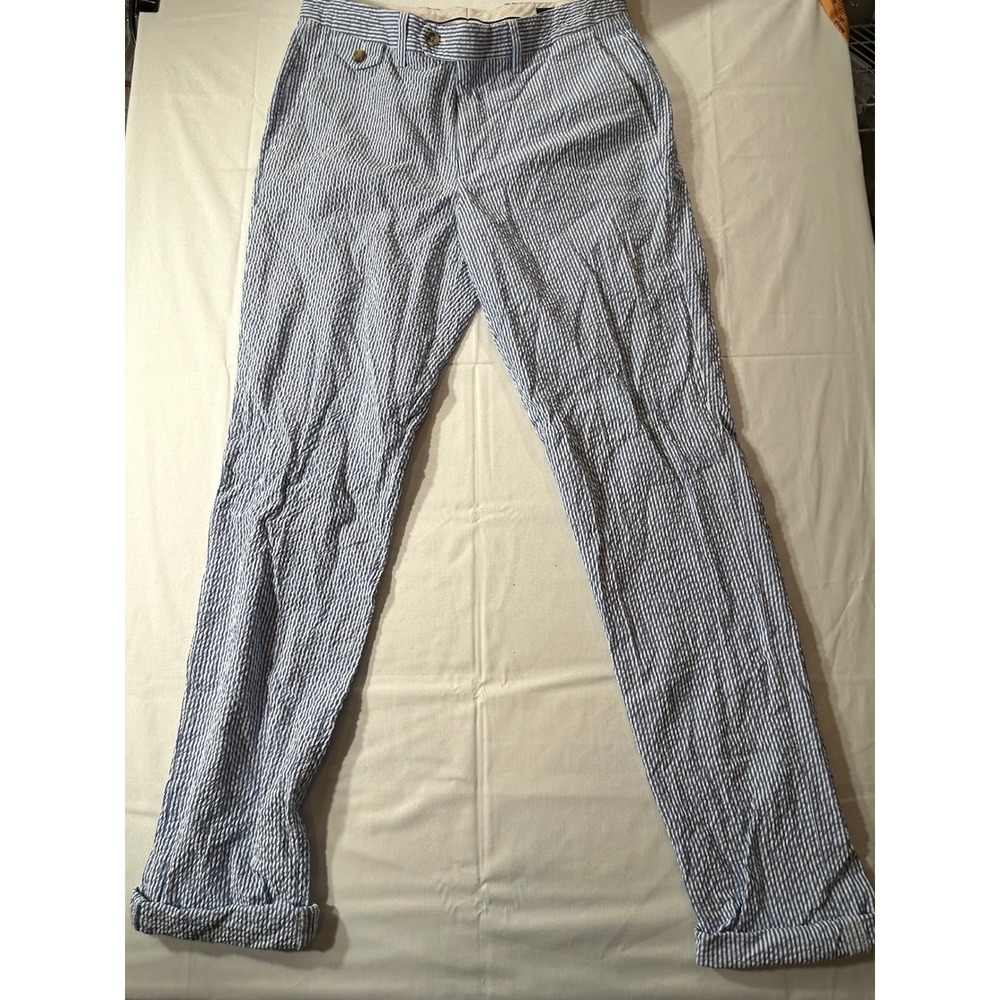 Bonobos Mens Blue White Seersucker Pants Nova Fides Italian Fabric Size 33